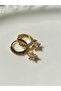 Zircon Stone Hoop Earrings Star Figured Double Earrings - 2