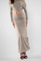 Gray Suit with Half-Shoulder Slit Detail and Gathered Sandy Fabric Skirt - 7