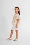 Girl's 2-Piece Set, Embroidered Blouse and Belted Gabardine Skirt