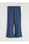 Navy Blue Baby Collar Printed Girl's Sweatshirt and Leggings 2-Piece Set - 2