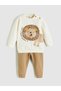 Beige Baby Boy Sweatshirt and Sweatpants Set of 2