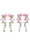 Stone and Flower Model Women's Shiny Earrings - 4