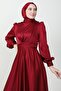 Cross Belted Evening Dress Claret Red - 5