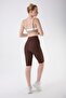 705 Brown Color Extra Soft Textured, Normal Waist Leggings with Gathering and Stretching Effect - 2