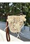 Straw Color Paper String Knitted Flower Bag - 3
