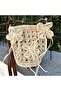 Straw Color Paper String Knitted Flower Bag - 4