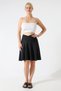 Women's Black Diver Flared Skirt with Cross Belt, Casual & Stylish Design