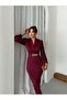 Women's Imported Scuba Fabric Sleeves Pleated Chain Belt Included Lined Special Design Midi Dress