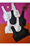 Cotton Combed Cotton 4-Piece Black and White Color Removable and Attachable Padded Women's Bustier - 7