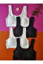 Cotton Combed Cotton 4-Piece Black and White Color Removable and Attachable Padded Women's Bustier - 5