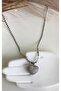 Silver Color Heart Figured Sequin Chain Steel Necklace - 2