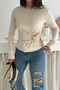 Women's Tie-Waist Long Sleeve Blouse – Minimal & Urban Style - 4