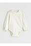 Lcw Baby Beige Baby Collar Basic Baby Girl Snap Fastener Bodysuit