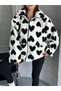 Women's Heart Patterned Fleece Coat - 6