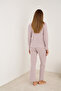 Rose White Brushed Soft Ribbed Camisole Cardigan Pajama Set - 3