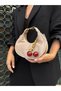 Cherry Charm Suede Women's Hand and Shoulder Bag Mink - 3