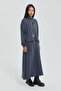 Knitted Sports Skirt Blouse Set Navy Blue - 4