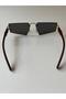 Special Design Square Cornered Black Glass Unisex Sunglasses with Gold Detail - 3