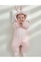 6-9 Months Hooded Rabbit-Themed Zippered Welsoft Winter Thick Jumpsuit with Ear Detail - 2