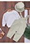 Hat Detailed Line Printed Snap-Back Shoulder Strap Salopet Camper Embroidered Baby Boy Set - 2
