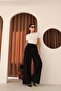 Women's Black Pleated High Waist Palazzo Pants - 5