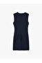 Slim Fit Crew Neck Draped Sleeveless Mini Dress - 4