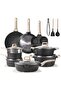 21pcs Cookware Set, Pots and Pans Set Nonstick, Black Granite Induction Cookware Kitchen Cook