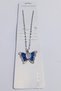 Blue Butterfly Figured Zircon Stone Silver Color Chain Women's Necklace Non-Tarnish Steel Necklace - 3