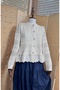 Women's Cream Brode Detailed Ruffled Openwork Cardigan Bohemian Style - 4