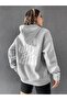 Good Things Coming Winter Thick Sweatshirt - Gray Printed Oversize Shawl Hoodie - 5