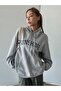 3 Yarn Sunshine Sweatshirt - Gray Printed Oversize Hooded Hoodie - 2