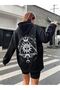 3 Thread Moon and Sun Design Sweatshirt - Black Printed Oversize Hoodie - 6