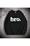 Bro. Sweatshirt - Black Printed Oversize Raised Crew Neck