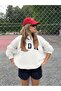 Ada Written Sweatshirt - White Printed Oversize Raised Crew Neck - 5