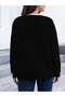 Multiple Hearts Design Sweatshirt - Black Printed Oversize Raised Crew Neck - 4