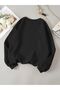 3 İplik Basketball Shot 1976 Sweatshirt - Black Printed Oversize Raised Crew Neck - 2