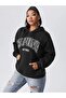 3 İplik California West Coast Sweatshirt - Black Printed Oversize Hooded Hoodie - 4