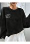 Satisfactory Sweatshirt - Black Printed Oversize Ribbed Crew Neck - 5