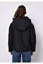 Regular Fit Hooded Zippered Lined Water Resistant Women's Black Coat - 2