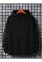 Feeling Blue Sweatshirt - Black Printed Oversize Ribbon Hoodie - 3