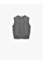 Sleeveless Crew Neck Buttoned Knit Vest - 3