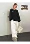 Satisfactory Sweatshirt - Black Printed Oversize Ribbed Crew Neck - 6