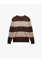 Long Sleeve Crew Neck Striped Sweater - 3