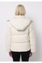 Regular Fit Hooded Zippered Lined Detachable Hooded Women's Ecru Coat - 2