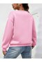 Powder Pink Thick Sweatshirt - Oversize Ruffled Crew Neck - 2