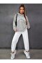 3 İplik California West Coast Sweatshirt - Gray Printed Oversize Hooded Hoodie - 4