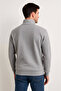 Men's Stand Collar Sweatshirt Stand Collar Half Zipper 3 Thread Ribbed Cotton Fabric - Gray - 3