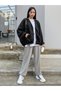 Passion Cardigan - Black Printed Winter Oversize Hooded Cardigan with Zipper Pocket Detail - 7