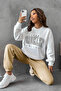 1898 Brooklyn Beige Jogger White Sweatshirt Bottom Top Tracksuit Set Oversize Crew Neck