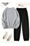 3 Thread Silly Goose Sweatshirt Sweatpants Jogger - Gray Black Printed Bottom Top Sweatpants Set Crew Neck - 2
